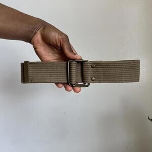 Vintage Military-Style Webbing Belt with ajustable rectangle ring buckle S-L